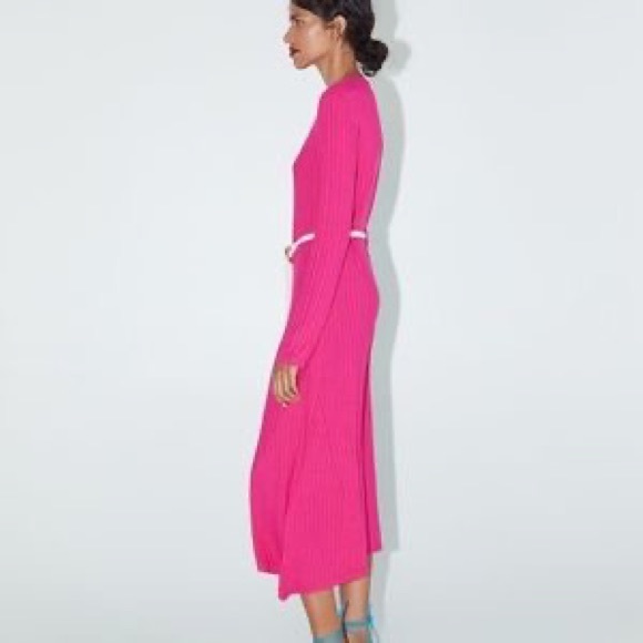 Zara Pink Belted Dress - Picture 2 of 6